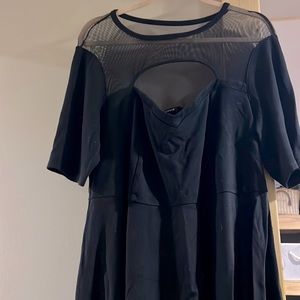Torrid Peplum Upper Mesh Top, Black, Size 2, 3/4 Sleeve
